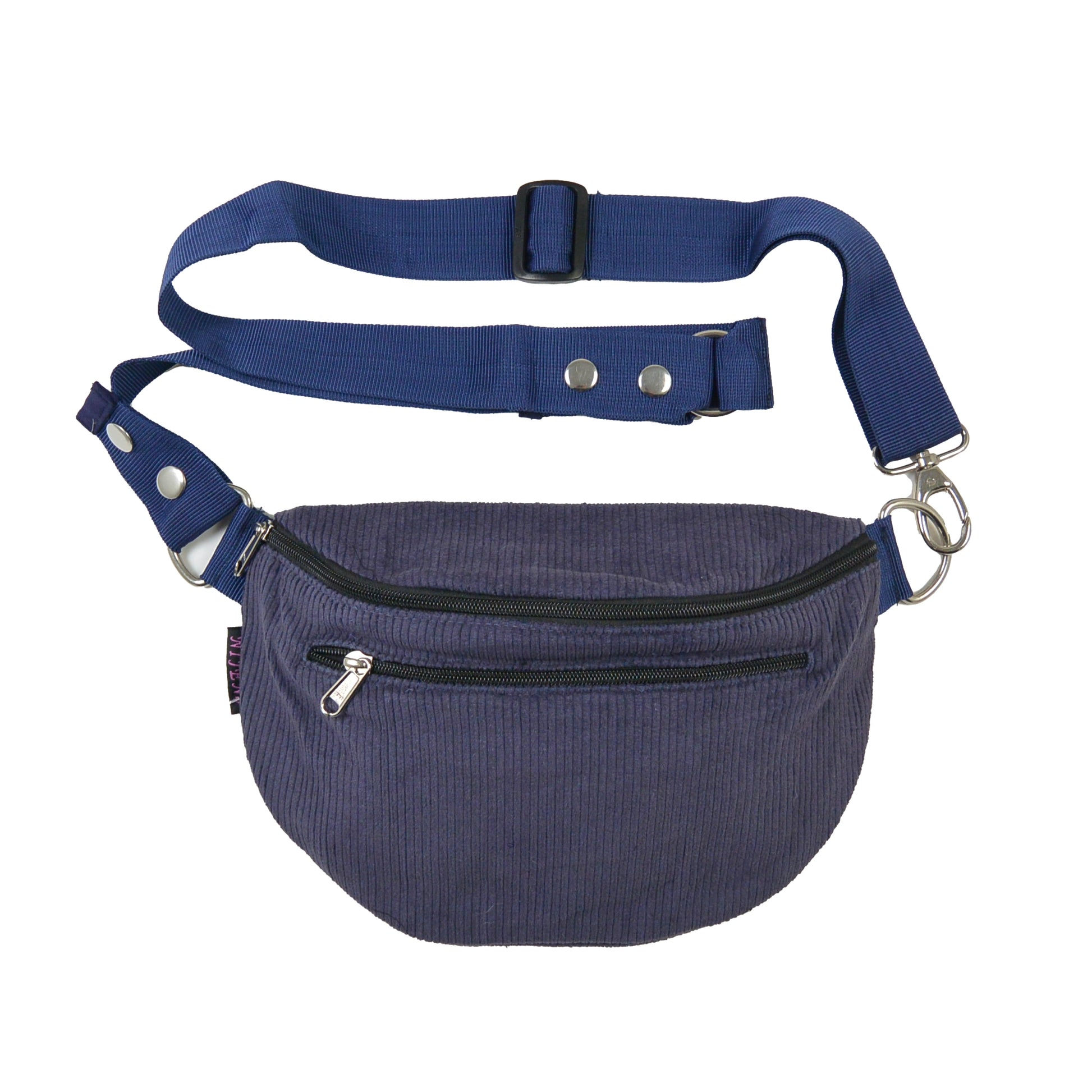 Cord-Crossbody-Tasche „Bangkok“ von Nijens in Frontalansicht, mit Reißverschluss und verstellbarem Gurt