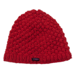 Handgestrickte kurze Beanie Mütze, Wollmütze aus Schurwolle, Rot.