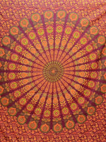 Stoff Laken Bettuch Tagesdecke Mandala Hippie Dekor Decke Orange-rot