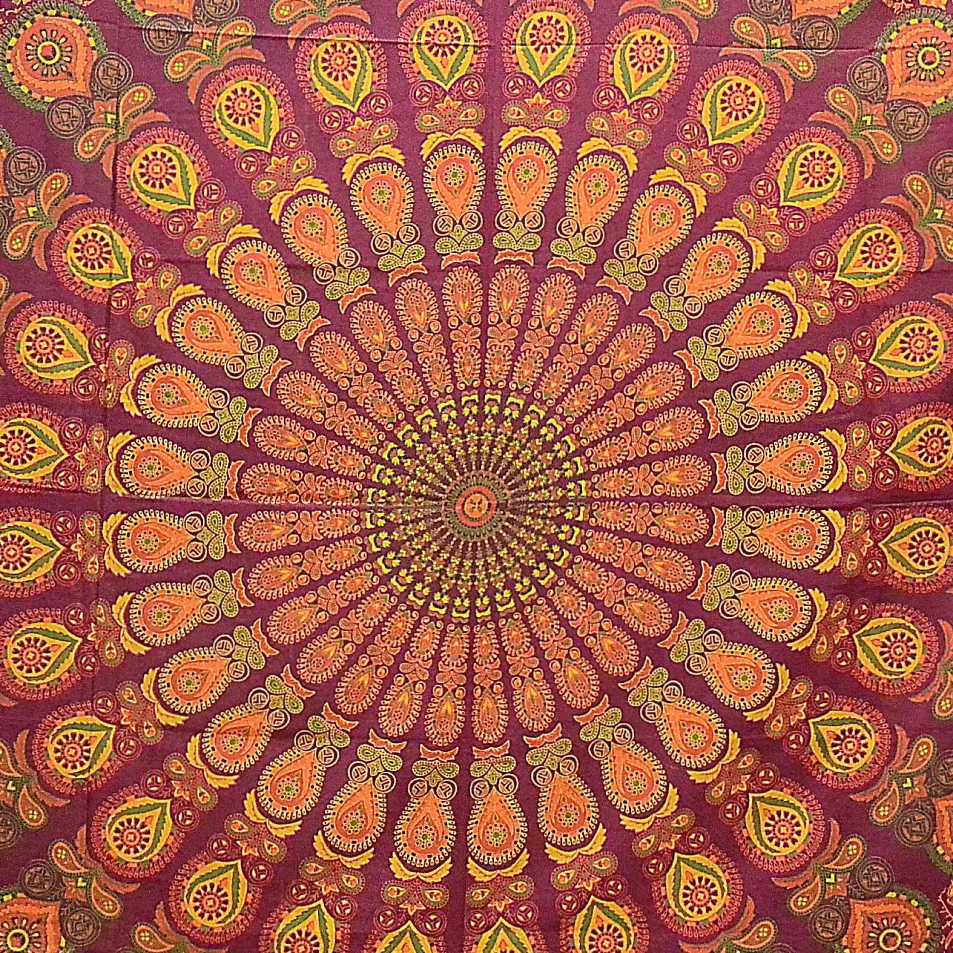 Stoff Laken Bettuch Tagesdecke Mandala Dekor Decke Orange-Rot