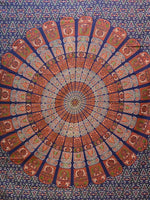 Indisches Mandala Stoff Tagesdecke Blau-Rot