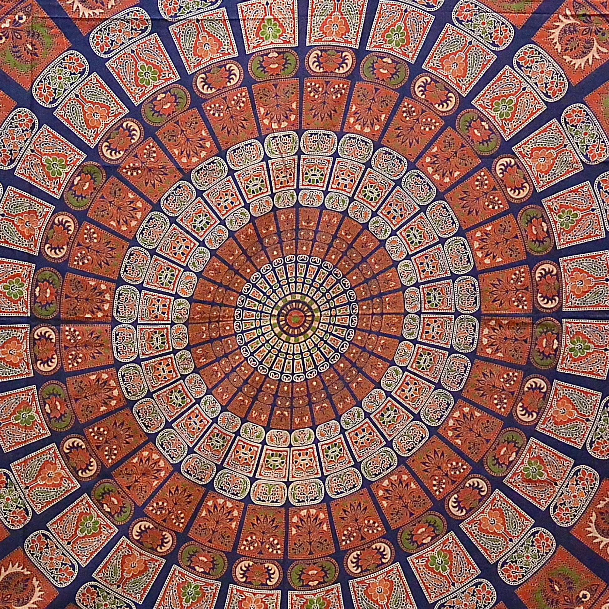 Indisches Mandala Stoff Tagesdecke Blau-Rot 2