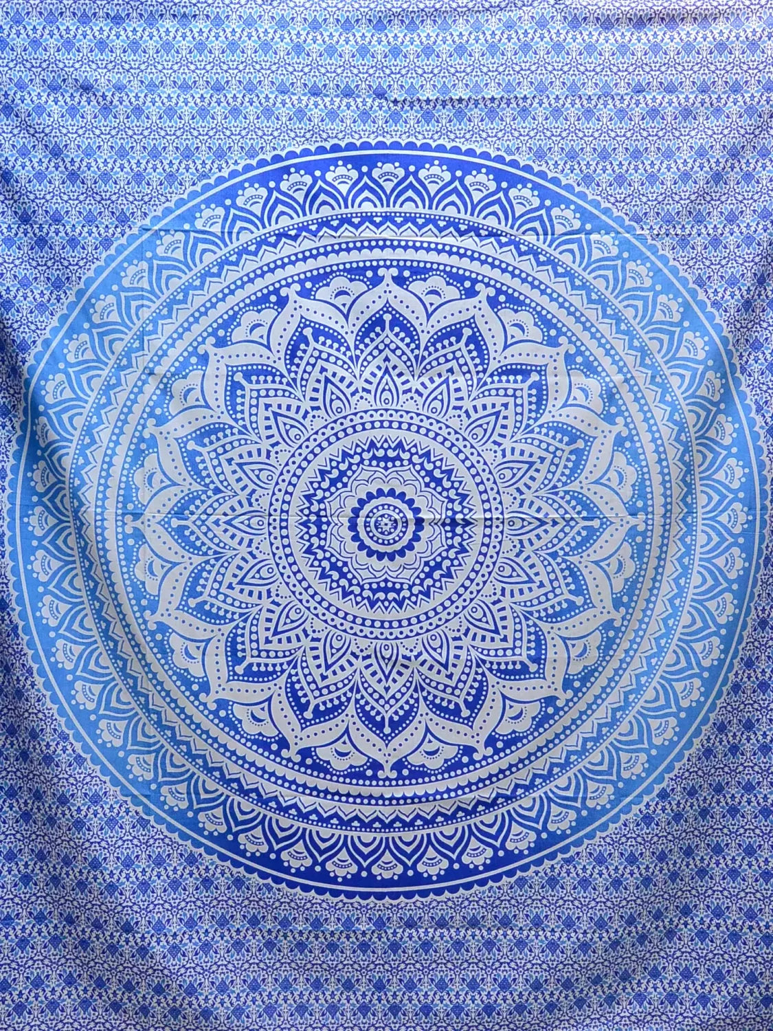 Indisches Stoff Laken mit Mandala in Blau