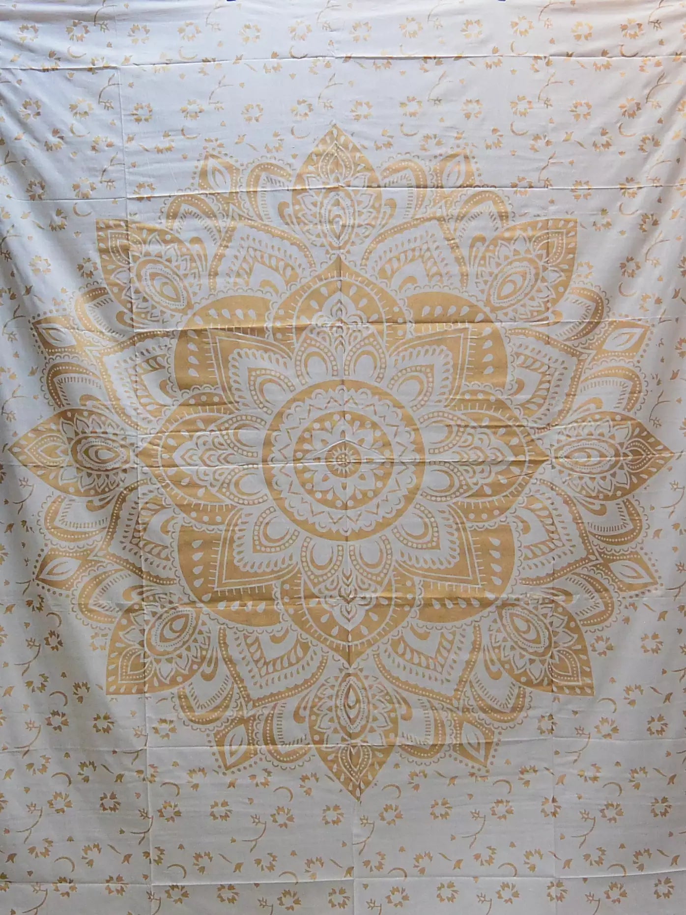 Stoff Laken Bettuch Decke Mandala Hippie Tagesdecke in Gold