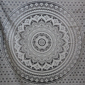 Mandala Hippie Laken, Stoff Dekor Decke schwarz-weiß