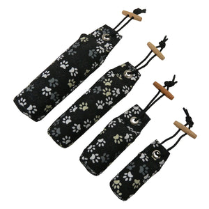 Wurf-Dummys, Polyester-Stoff mit Pfotenmuster, schwarz-weiß