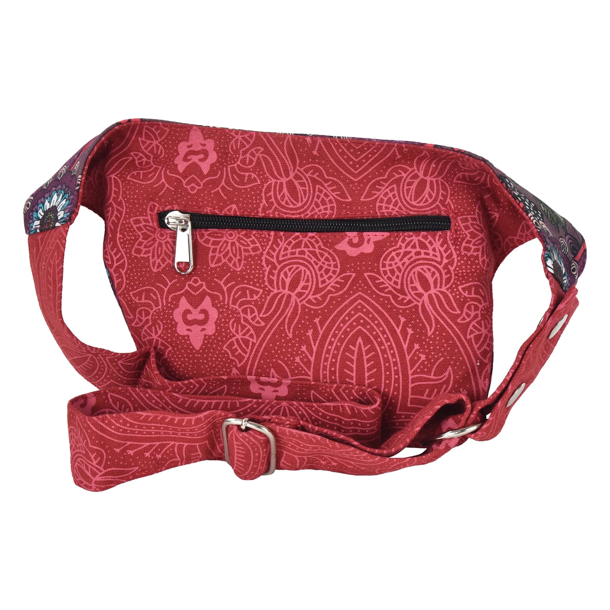 Bauchtasche Hippie Tasche in Rot mit Blumenmuster 5