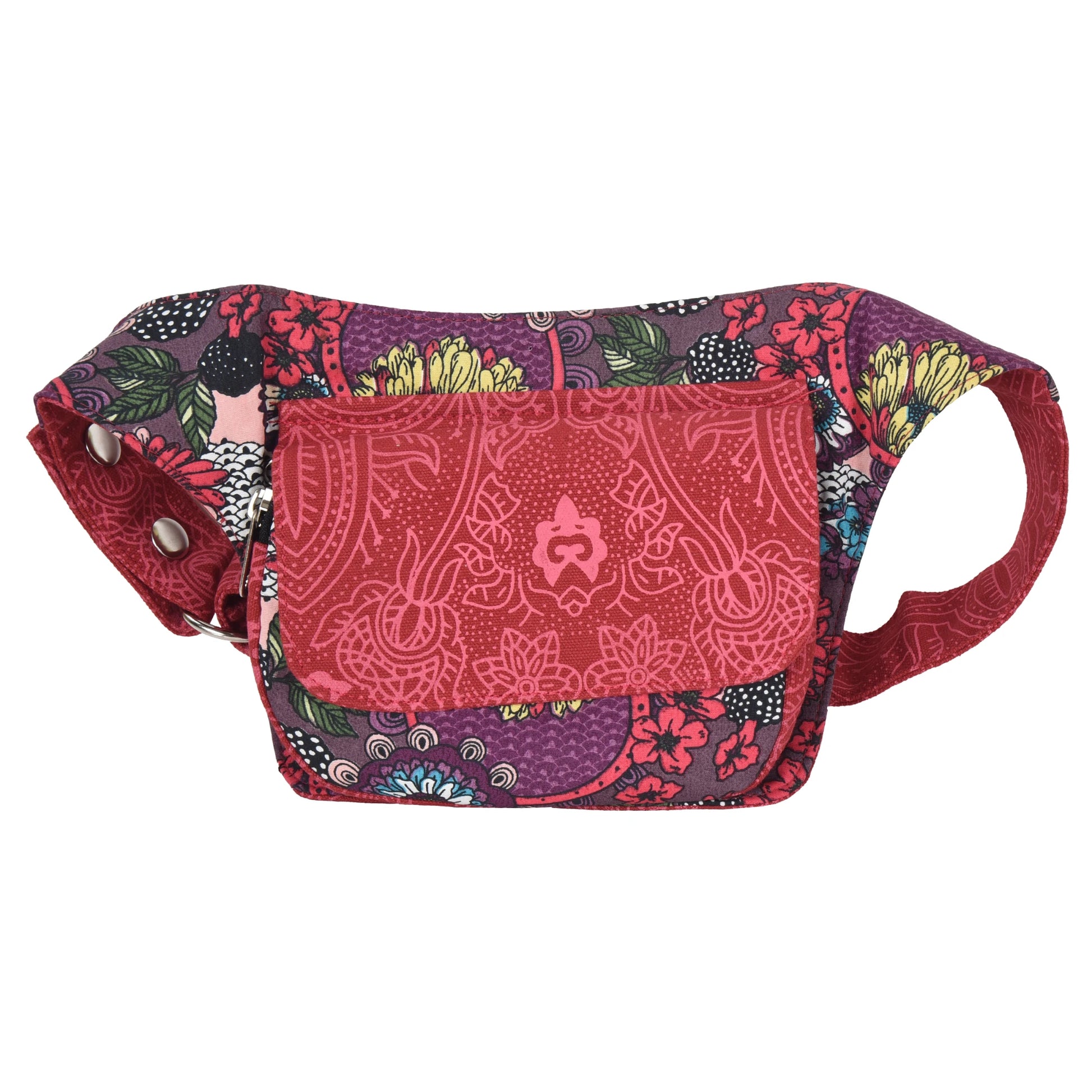 Bauchtasche Hippie Tasche in Rot mit Blumenmuster