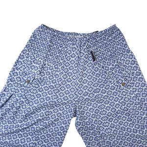 Damen Pumphose aus Viskose in Hellblau mit floralem Ethno-Muster