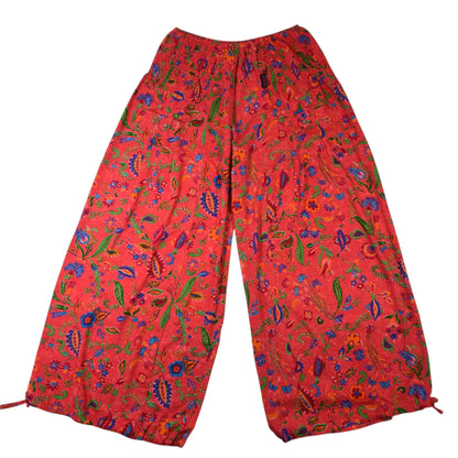 Nijens Damen Pumphose aus Viskose in Korallrot mit farbenfrohem floralem Ethno-Muster