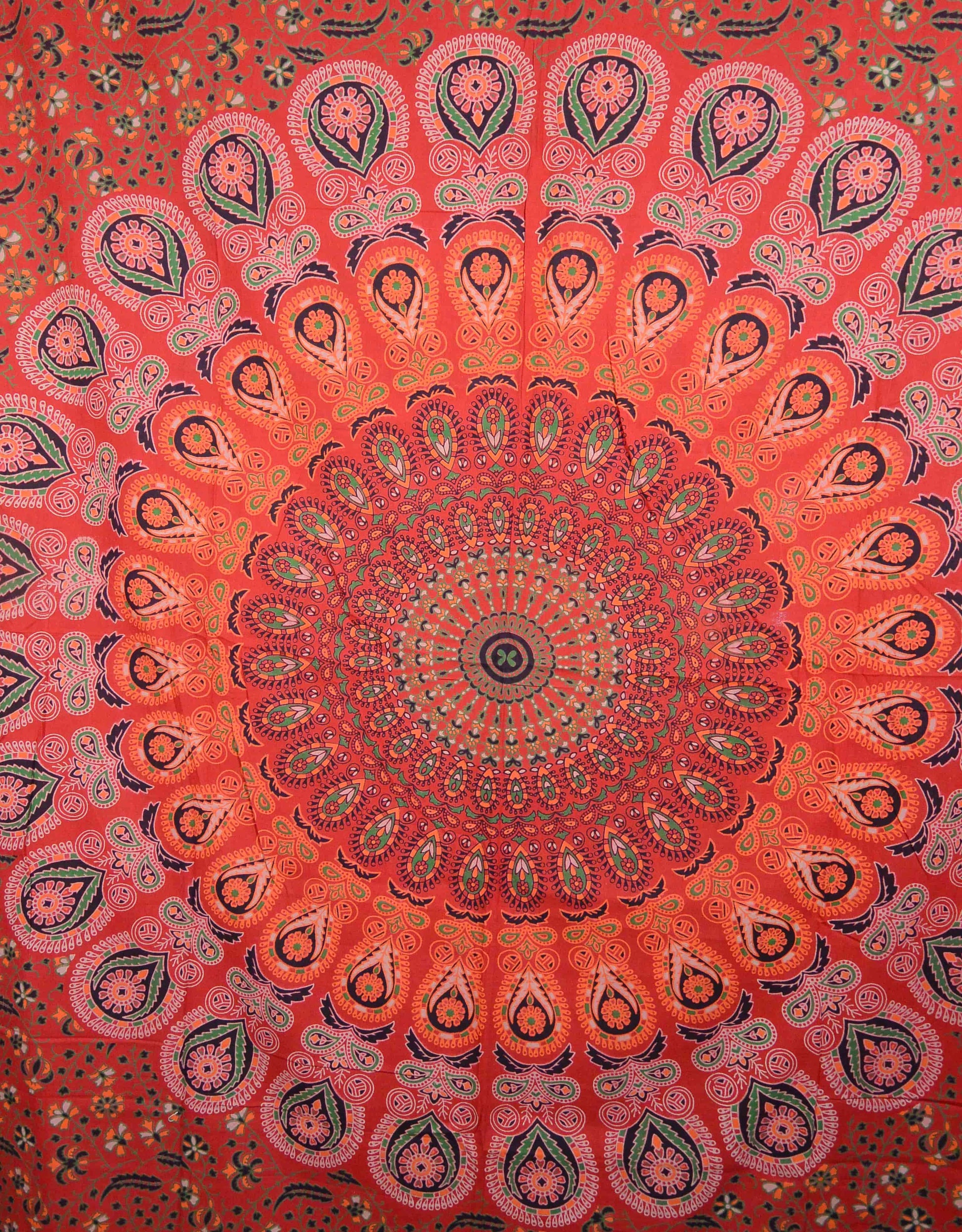 Nijens Indisches Mandala Hippie Bettlaken Stoff in Rot Decke  2