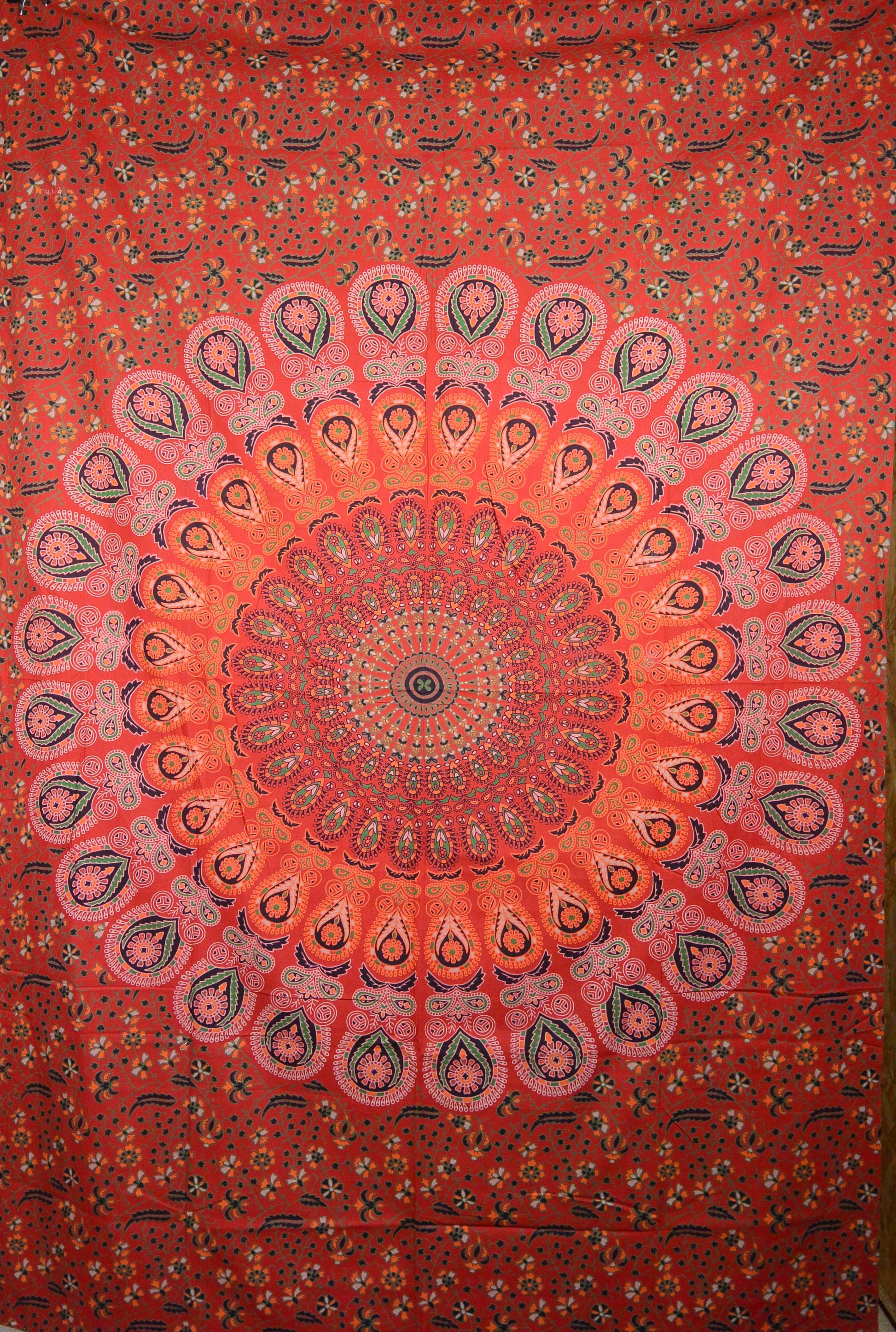 Nijens Indisches Mandala Hippie Bettlaken Stoff in Rot Decke 