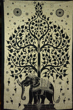 Nijens Indisches Hippie Laken, Stoff Wandbild, Elefant - Decke klein