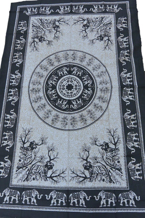 Mandala Wandtuch mit Elefanten & Tigern - Dekor Decke klein 287 Nijens