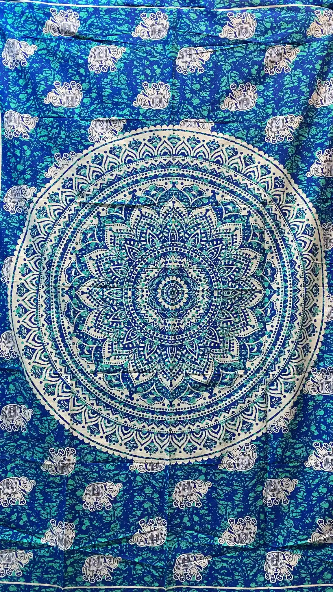 Mandala Hippie Bettlaken Stoff Blautürkis