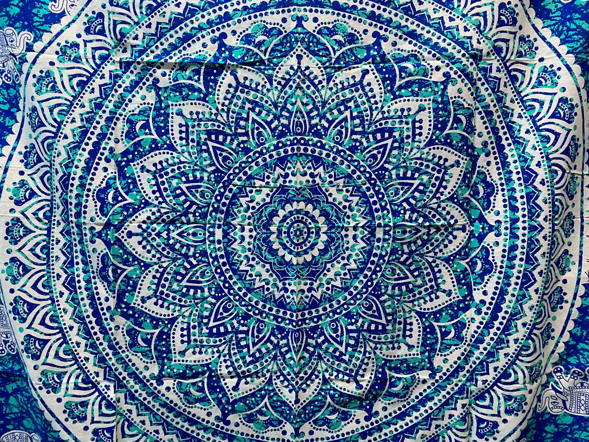 Mandala Hippie Bettlaken Stoff Blautürkis 3