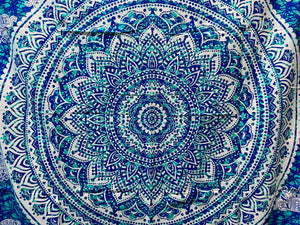 Mandala Hippie Bettlaken Stoff Blautürkis 3