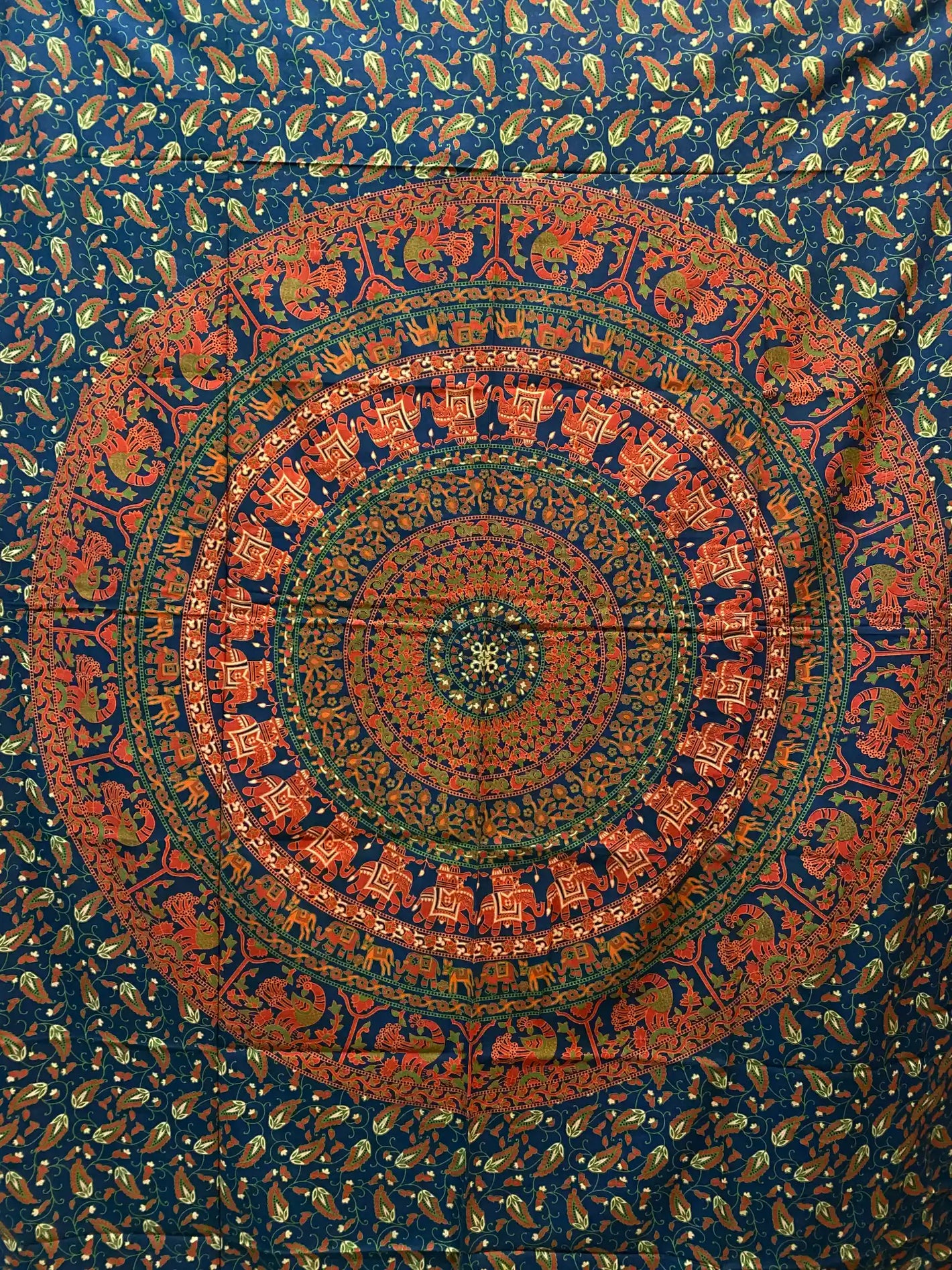 Indisches Mandala Hippie Bettlaken Stoff Laken Orange-Blau