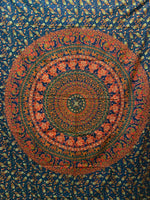 Indisches Mandala Hippie Bettlaken Stoff Laken Orange-Blau