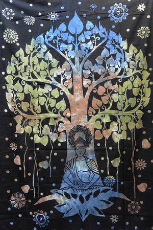 Indisches Hippie Laken, Stoff Wandbild "Buddha"