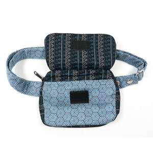 Stoff Bauchtasche Beuteltasche mit Muster Blau-Türkis - Nijens