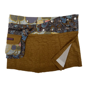 Sommerrock Minirock Nijens Rock einfarbige bestickte Baumwolle Gold