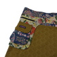 Sommerrock, Wickelrock aus besticktem Baumwollstoff Ockerfarben. Rockbund mit aufgesetzter Seitentasche.
