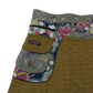 Sommerrock, Wickelrock aus besticktem Baumwollstoff Khaki. Rockbund mit aufgesetzter Seitentasche Blumen.