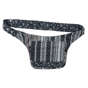 Bauchtasche mit verstellbarem Gürtel, Stoff in Grau mit Muster