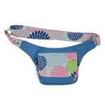 Bauchtasche Gürteltasche aus Baumwoll-Stoff in Blau mit Blumenmuster