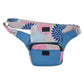 Bauchtasche Gürteltasche aus Baumwoll-Stoff in Blau mit Blumenmuster, mit Klettfach