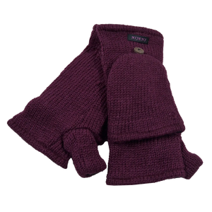 Handschuhe, Fäustlinge aus Schurwolle Magenta können in halblangen Fingerhandschuh umgewandelt werden.