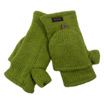 Handschuhe, Fäustlinge aus Schurwolle Grün können in halblangen Fingerhandschuh umgewandelt werden.