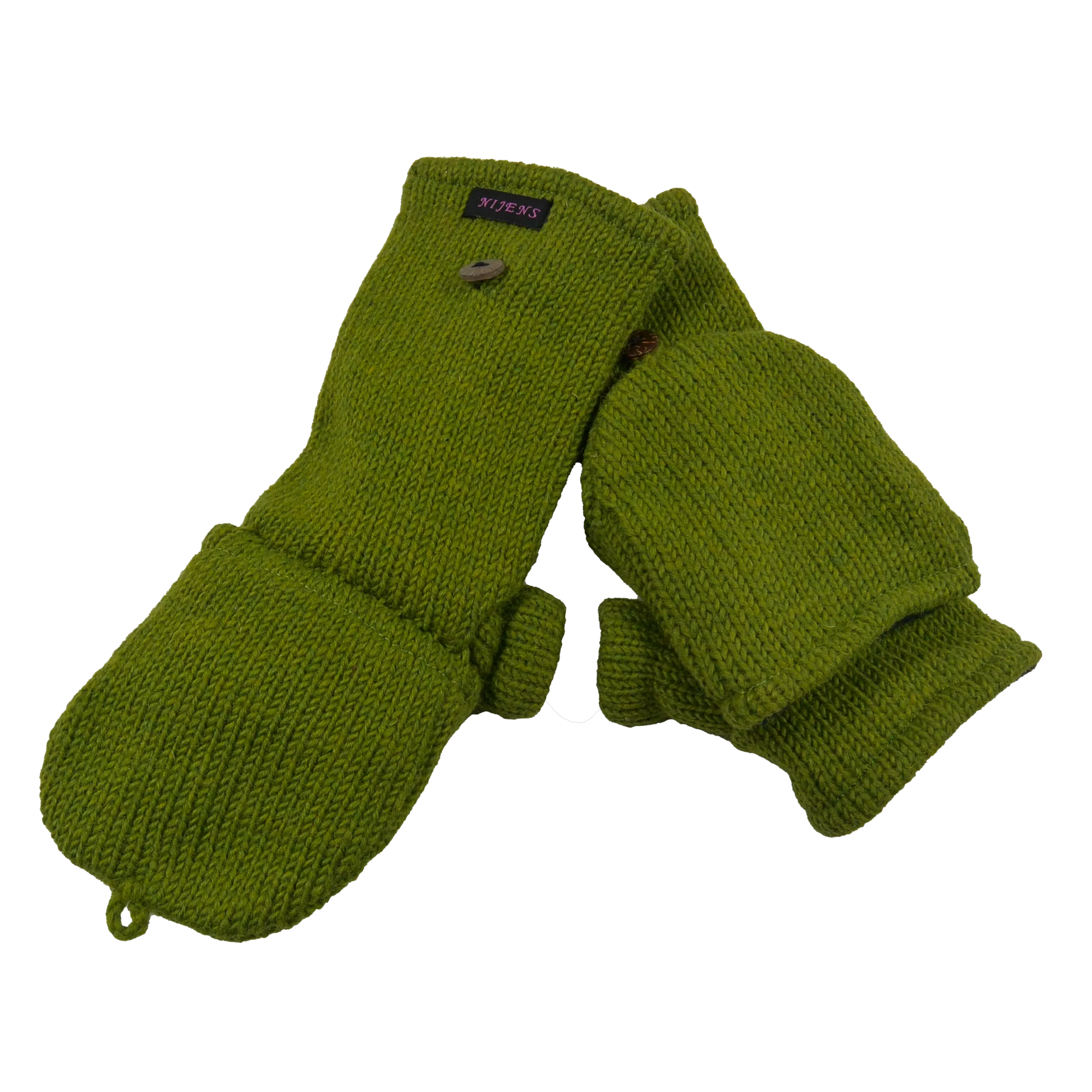 Handschuhe, Fäustlinge aus Schurwolle Grün.