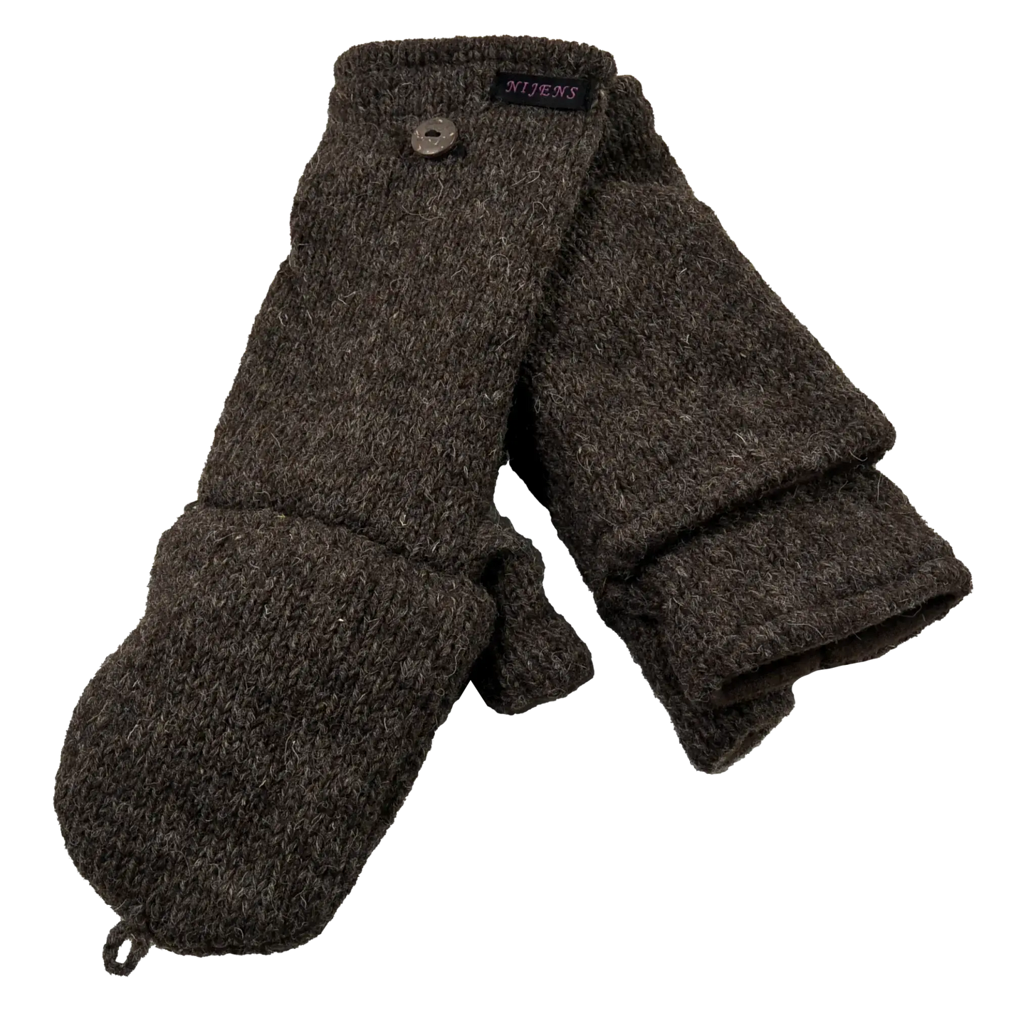 Handschuhe, Fäustlinge aus Schurwolle Braungrau.