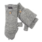 Fäustlinge, Stulpen aus Schurwolle Grau. Stulpen lassen sich durch eine umschlagbare Kappe für die Finger auch als Fäustlinge tragen.Handschuhe, Fäustlinge aus Schurwolle Grau gestreift.