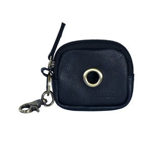 Beuteltasche Leder Schwarz mit Gürtelschlaufen, Karabiner, Öse