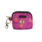 Kleine Beuteltasche Polyester in Pink/floralen Blumenmuster mit Gürtelschlaufen, Öse und Karabiner .