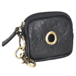 Small leather pouch with loops and small paw and heart embossing NJ-06 ERFURT 9045 Black