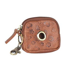 Kleine Beuteltasche aus Leder Brandy mit Öse und Karabiner 22