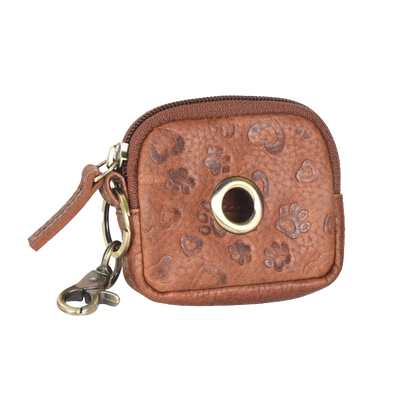 Kleine Beuteltasche aus Leder Brandy mit Öse und Karabiner 22
