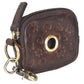 Small pouch leather mahogany brown , bag with carabiner - NJ-06 ERFURT 9053