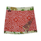 Nijens Mini Rock Damen Sommerrock Stoff-Baumwolle mit Blumen Motive in Rot