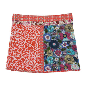 Sommerrock aus hochwertiger Baumwolle in Rot-Blau mit Blumenmotiven