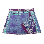  Wenderock aus Baumwolle mit Türkis/Violett mit kleinem Einsteckfach vorne. Umfang ist einstellbar mit gläsernen Druckknöpfen am Rockbund. Muster und Farbenmix.