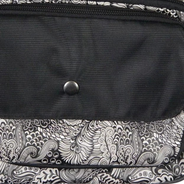   Gürteltasche, Gassi-Tasche aus wasserabweisendem Stoff Schwarz mit floralem Muster
