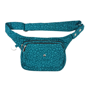 GĂŒrteltasche, multifunktionale Gassentasche aus Canvas, TĂŒrkisi, mit kleinen Pfoten Print und Muster.