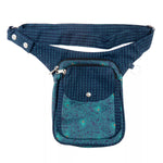 Gassi-Tasche aus Stoff Teal mit Muster, Gürteltasche für Hundespaziergang.