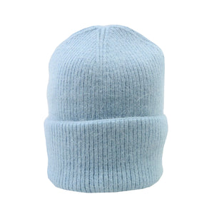 Long Beanie Mütze mit doppeltem Umschlag aus Wolle  Hellblau Tucana-02