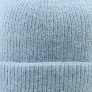 Beanie hat with double cuff made of angora wool light blue Tucana-02